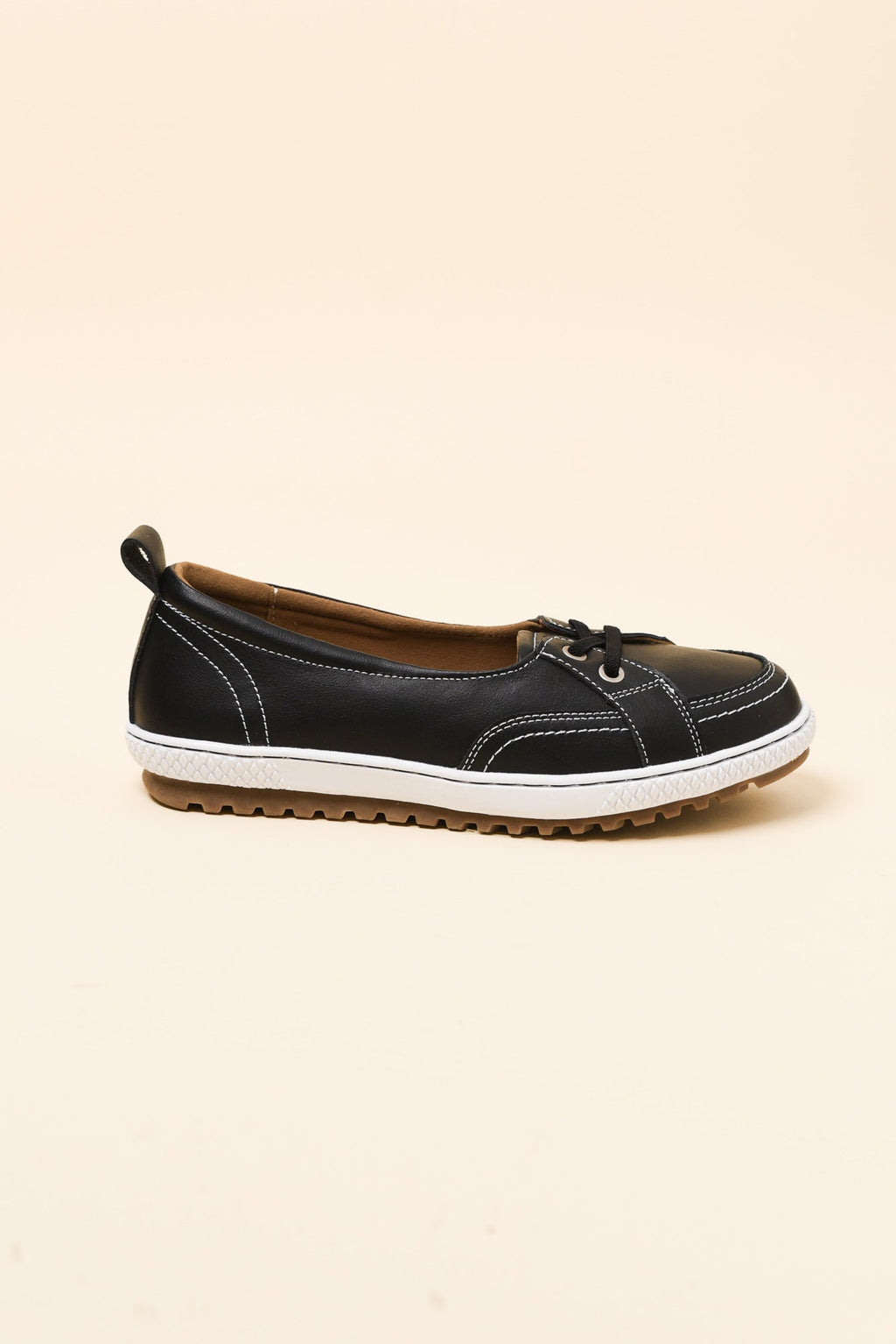 Garland Black Leather Loafer Sneaker for Women