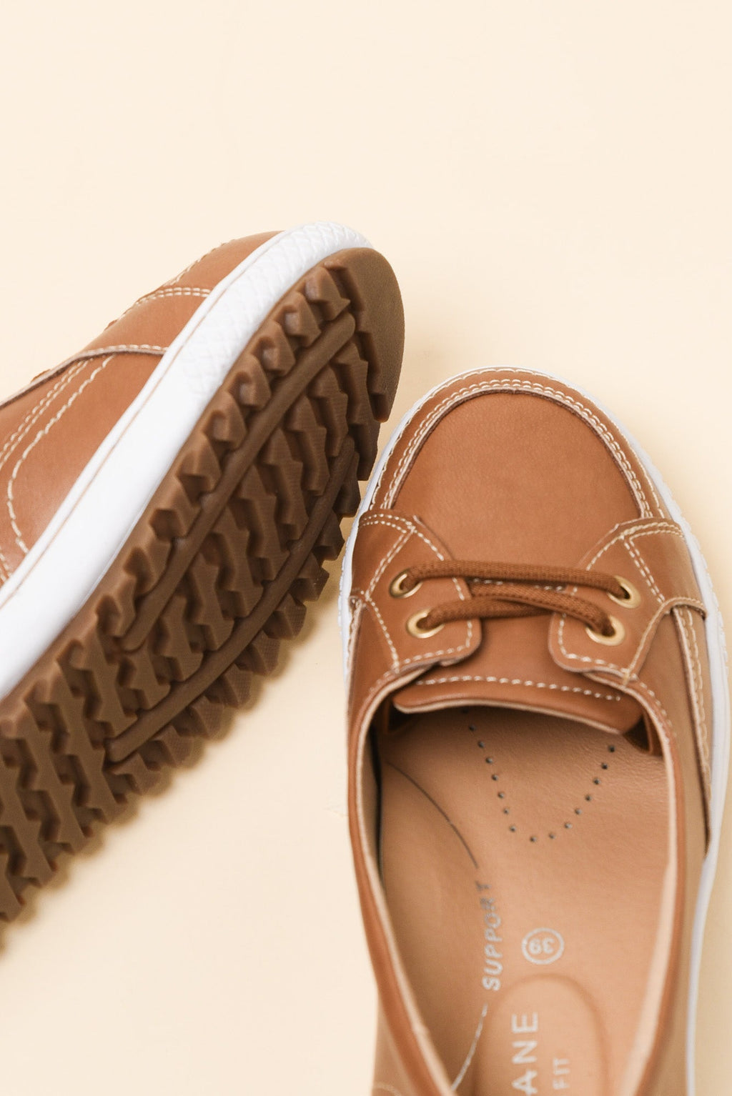 Garland Tan Leather Loafer Sneaker for Women - gallery