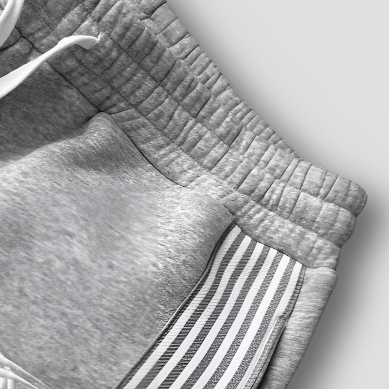 White Stripes Patchwork Baggy Sweatpants Gray Trousers for Women - gallery