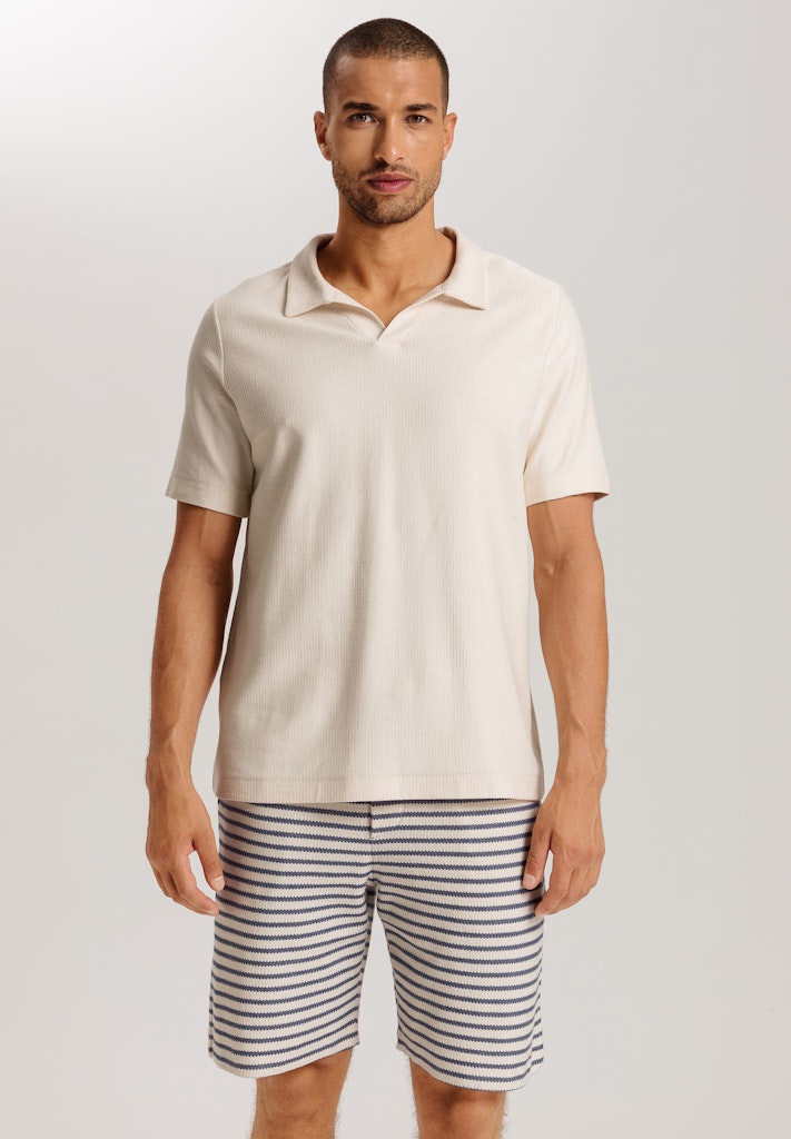 Loungy Summer V-Neck Shirt in Warm Sand for Women - gallery