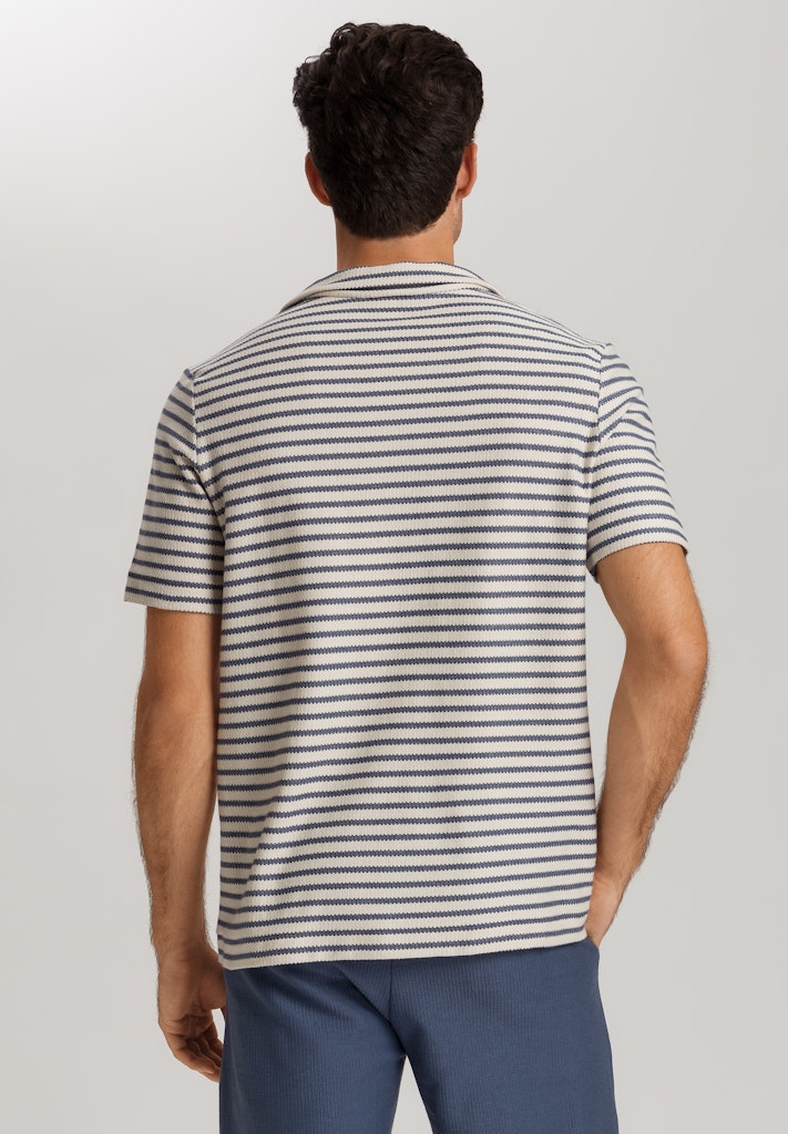Loungy Summer V-Neck Shirt in Deep Breeze Stripe for Women - gallery