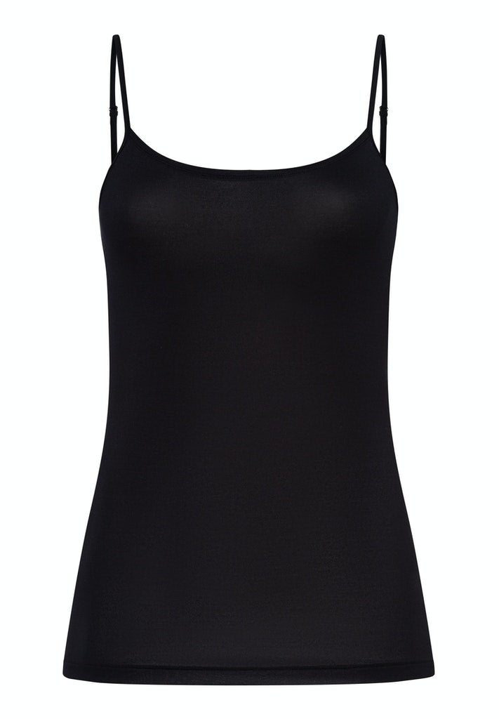 Soft Touch Spaghetti Top in Black - gallery