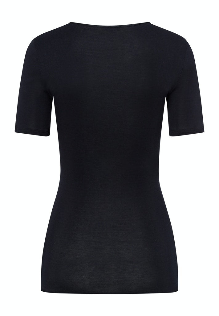 Cotton Seamless Short Sleeved Top in Black - gallery