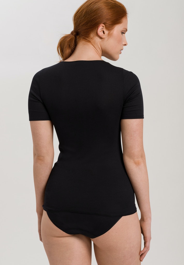 Cotton Seamless Short Sleeved Top in Black - gallery