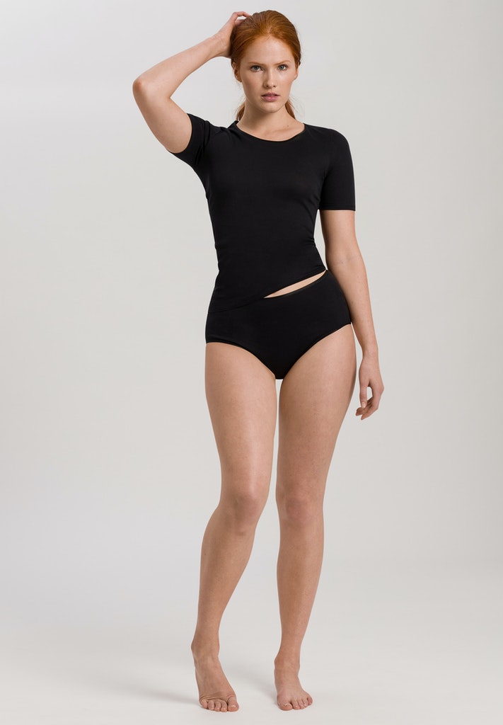 Cotton Seamless Short Sleeved Top in Black - gallery