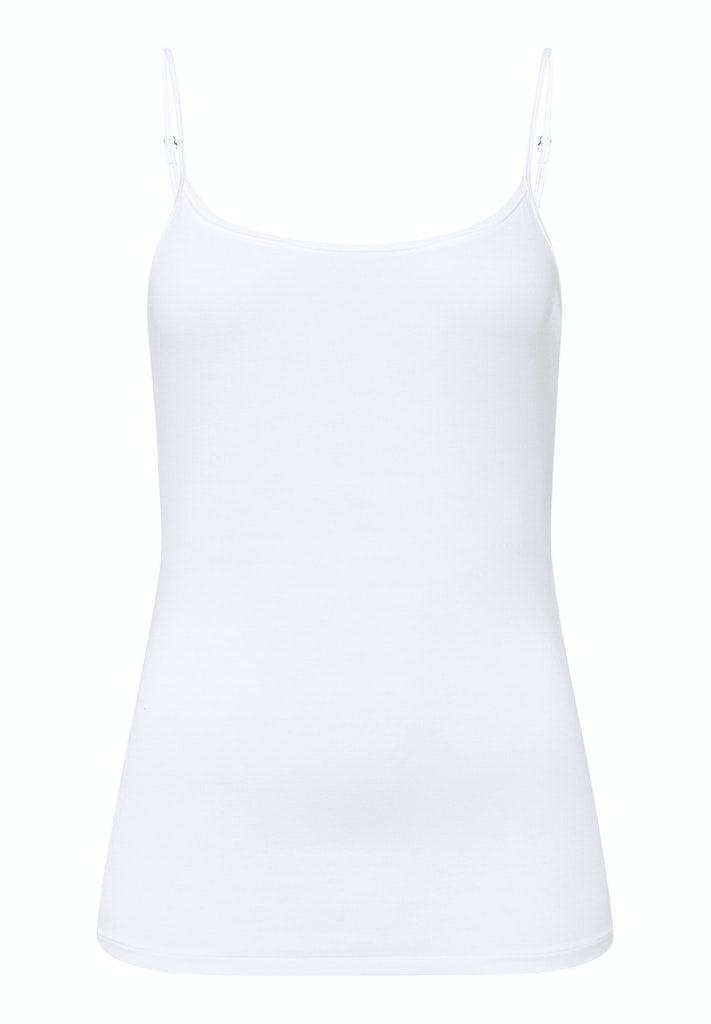 Soft Touch Spaghetti Top in White - gallery