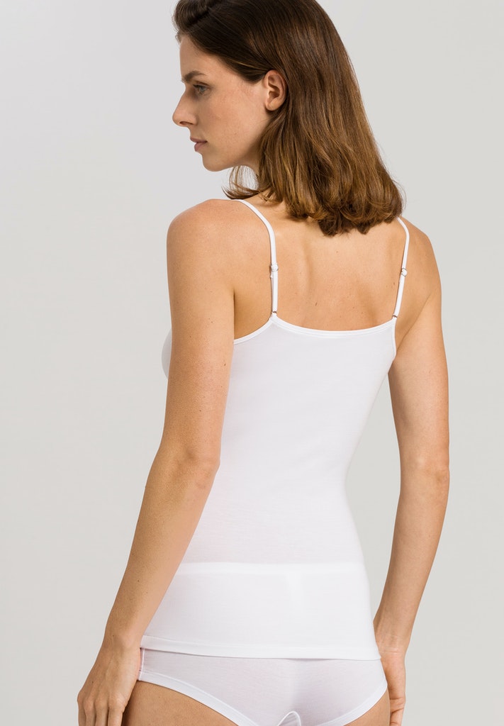 Soft Touch Spaghetti Top in White - gallery