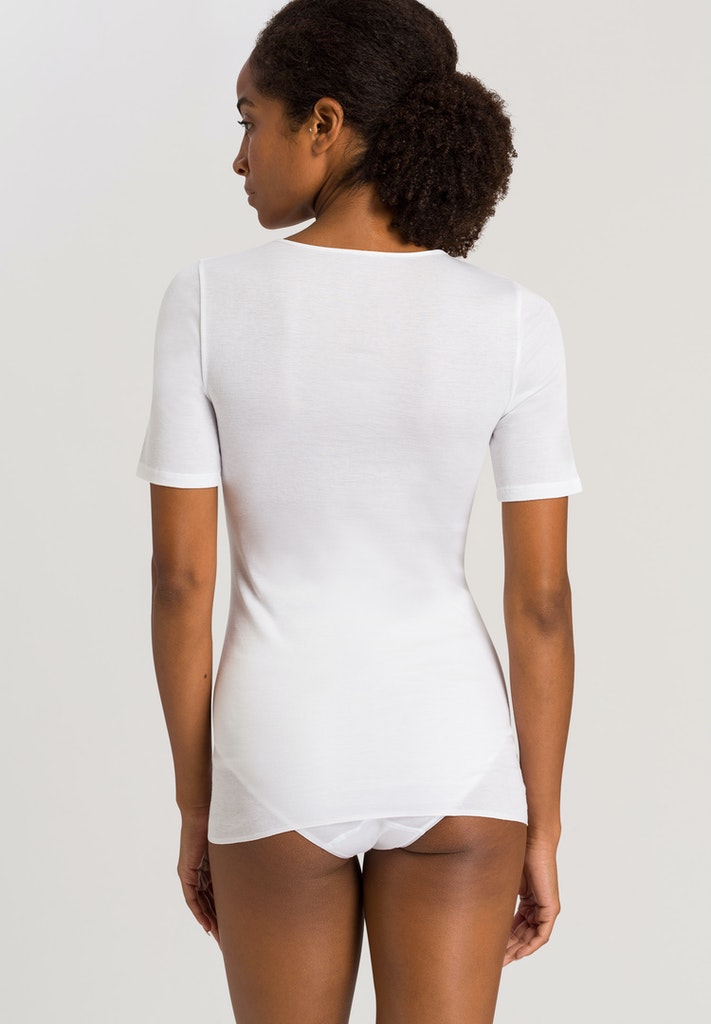 Cotton Seamless Short Sleeved Top in White - gallery