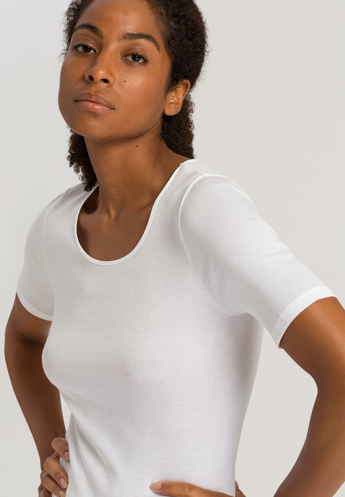 Cotton Seamless Short Sleeved Top in White - gallery