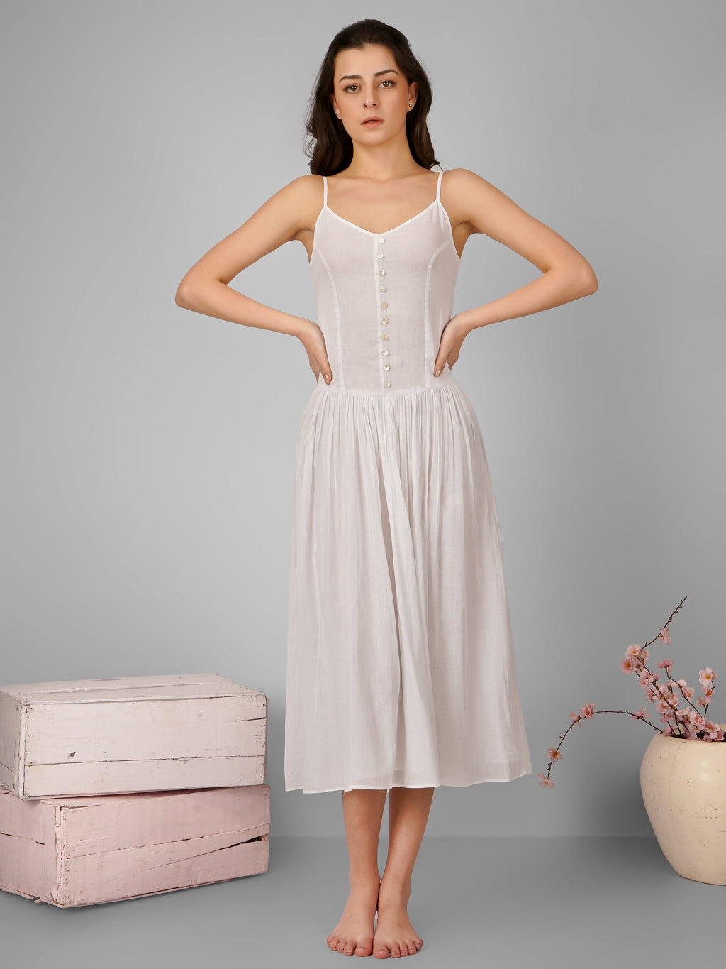 Mulmul Strappy Princess Cut Dress for Women - gallery