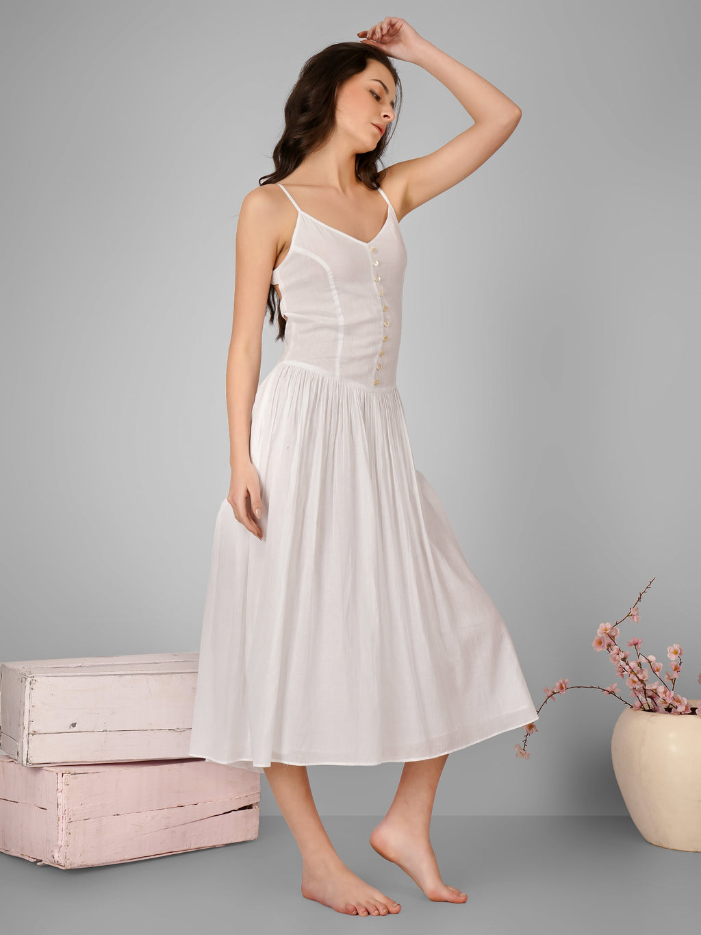 Mulmul Strappy Princess Cut Dress for Women - gallery