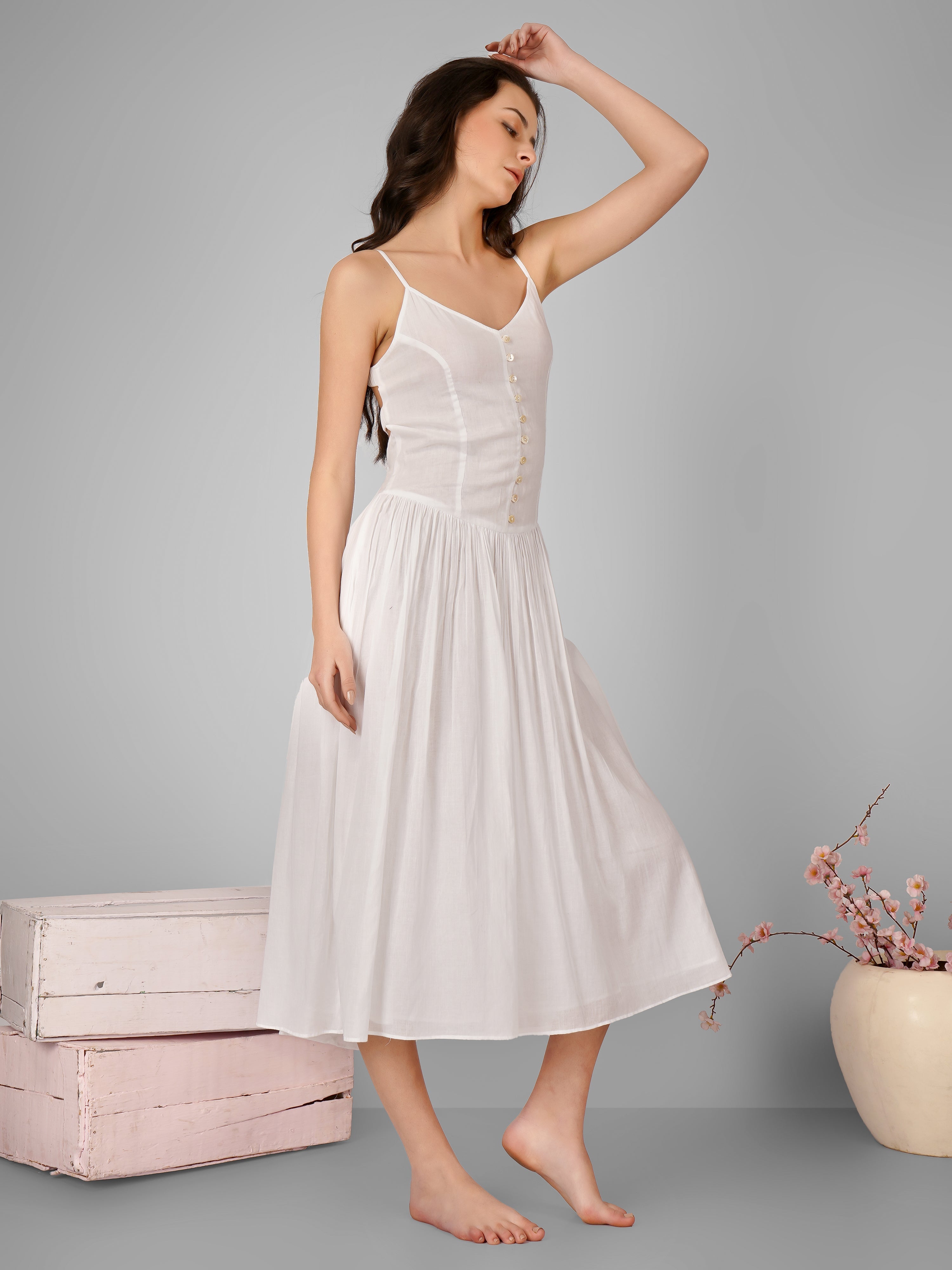 Mulmul Strappy Princess Cut Dress for Women - gallery