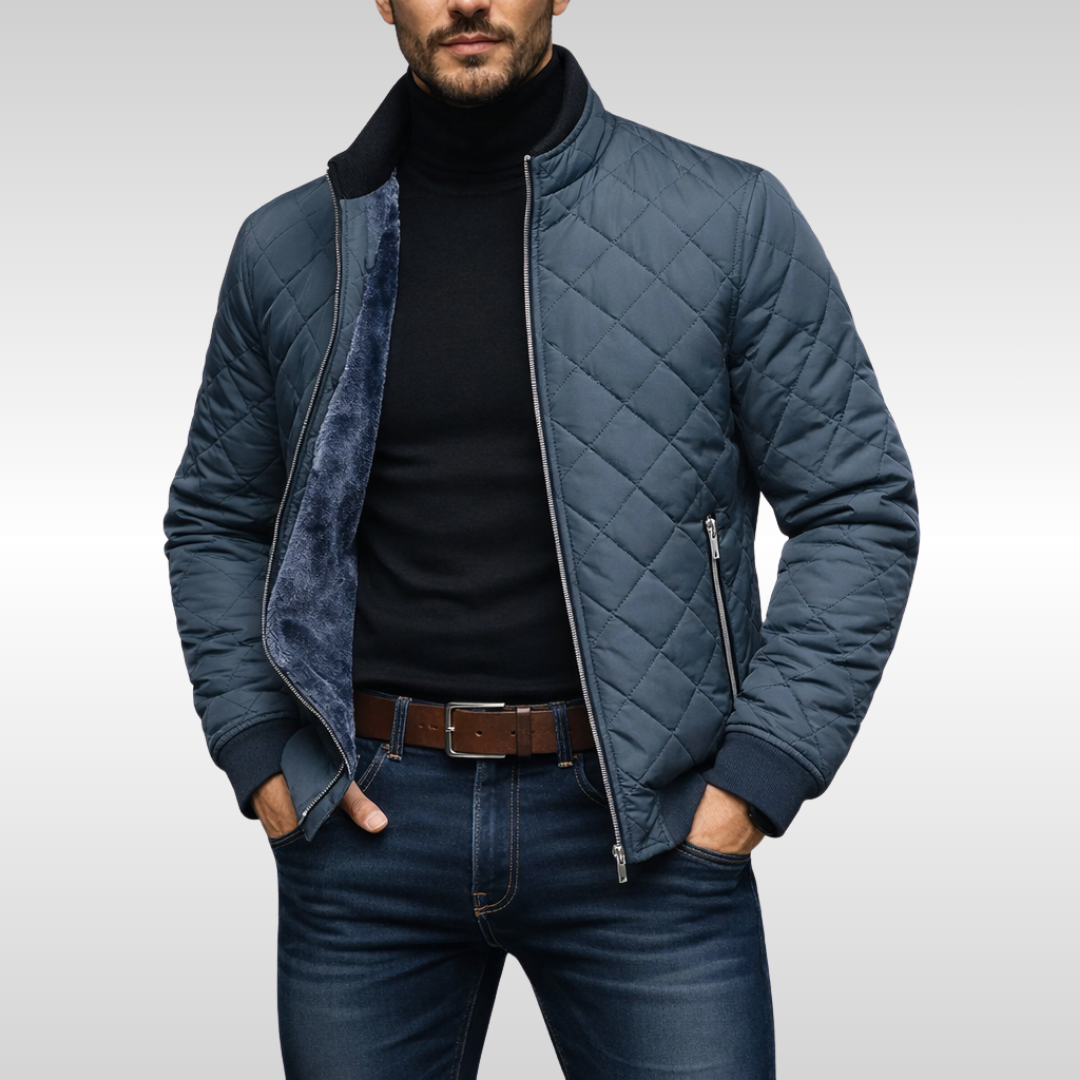 Classic Warm Quilted Winter Jacket for Men - Grey