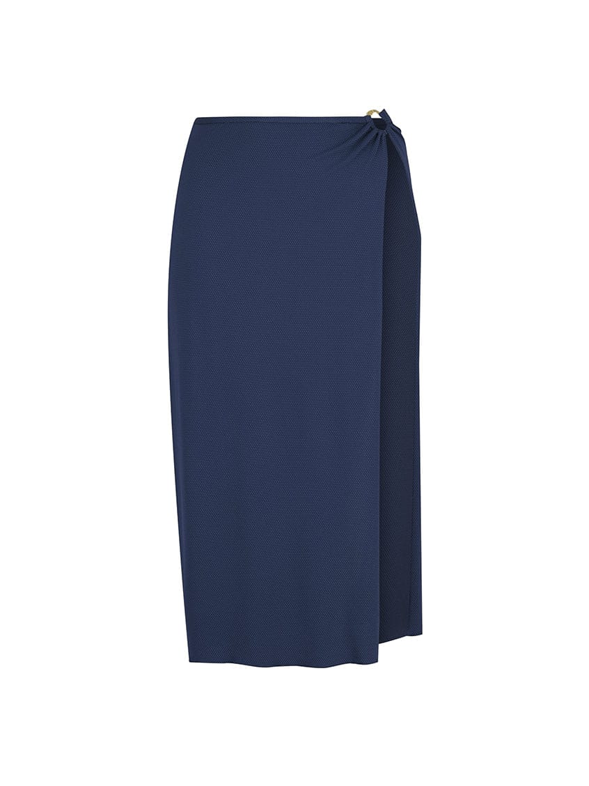 Honey Comb Navy Maxi Split Skirt for Women