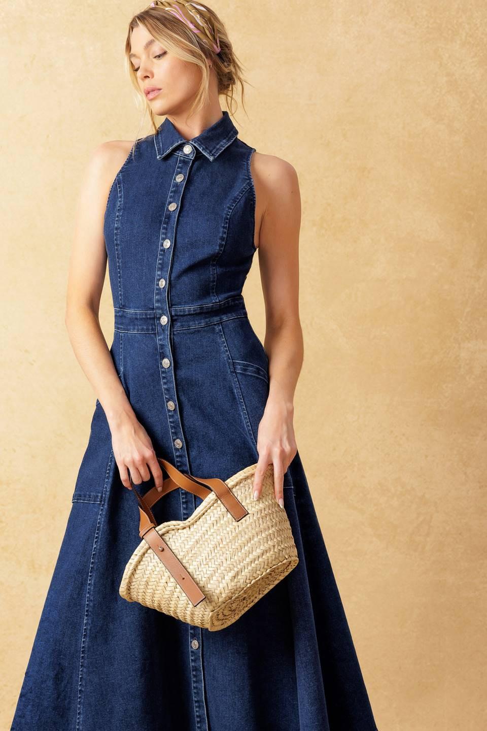 COOL GIRL DENIM MIDI DRESS — gallery