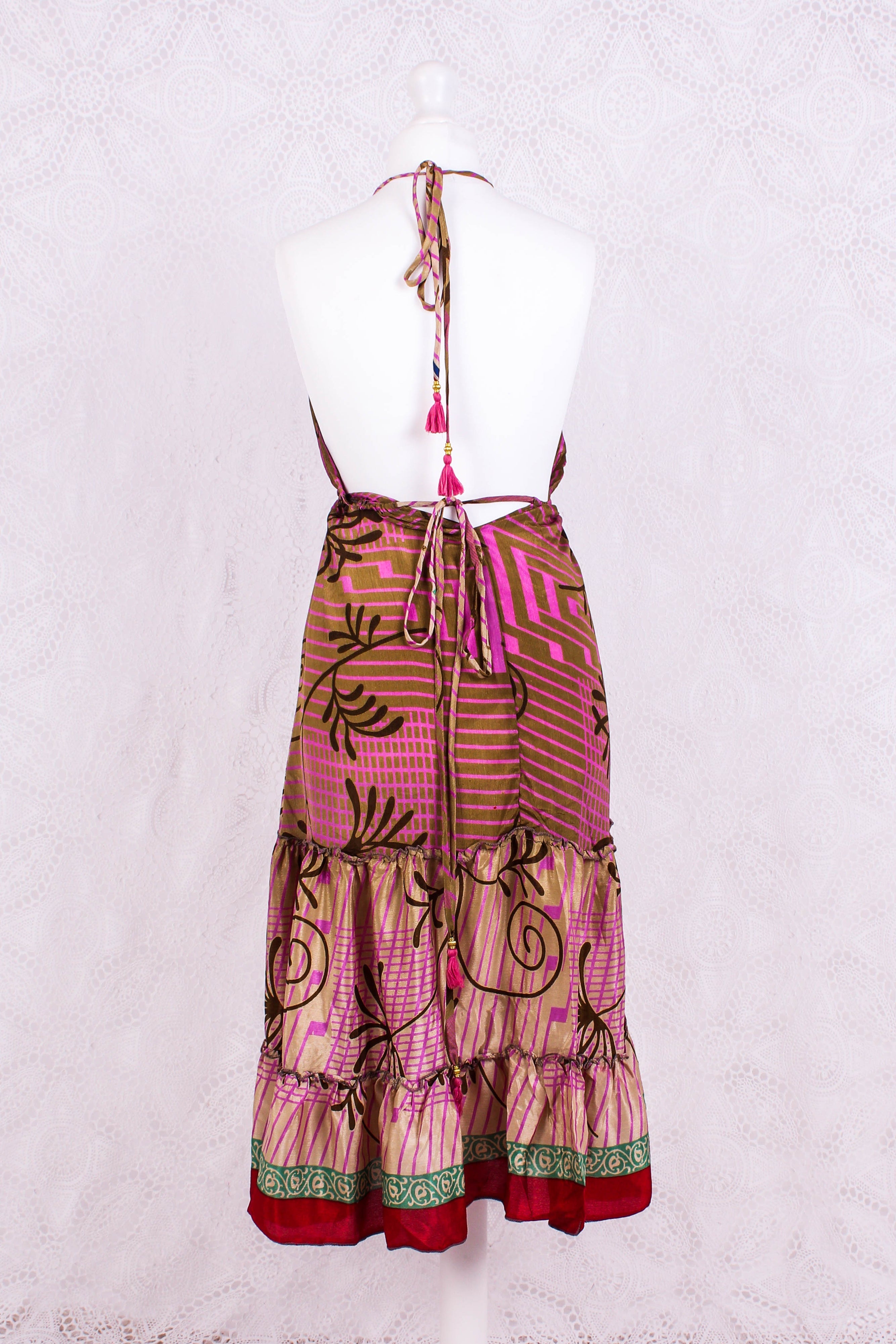 Cherry Mini Halter Dress in Peanut & Mauve Floral - gallery