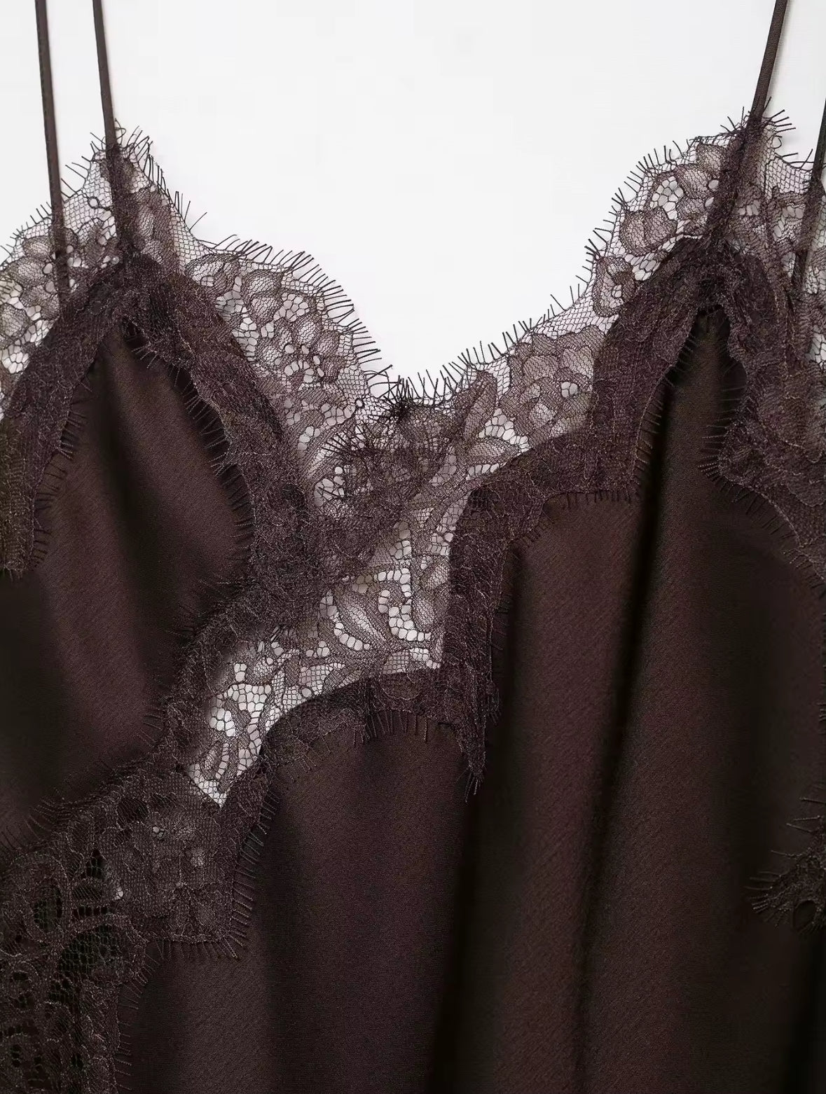 Asymmetric Satin Lace Slip Dress for Women - gallery