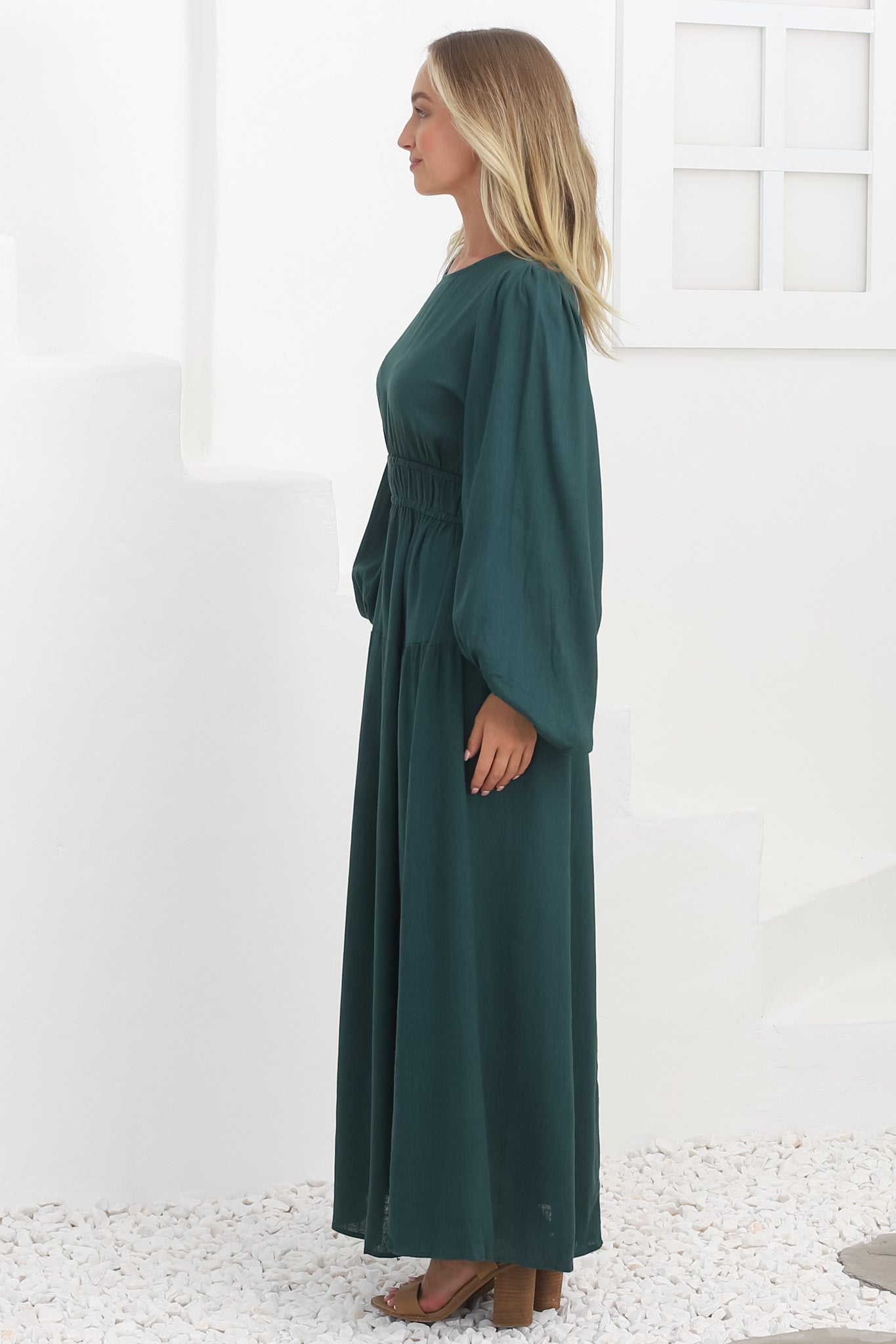 Sheyne Maxi Dress - Long Balloon Sleeve Elasicated Waist A Line Dress in... — gallery