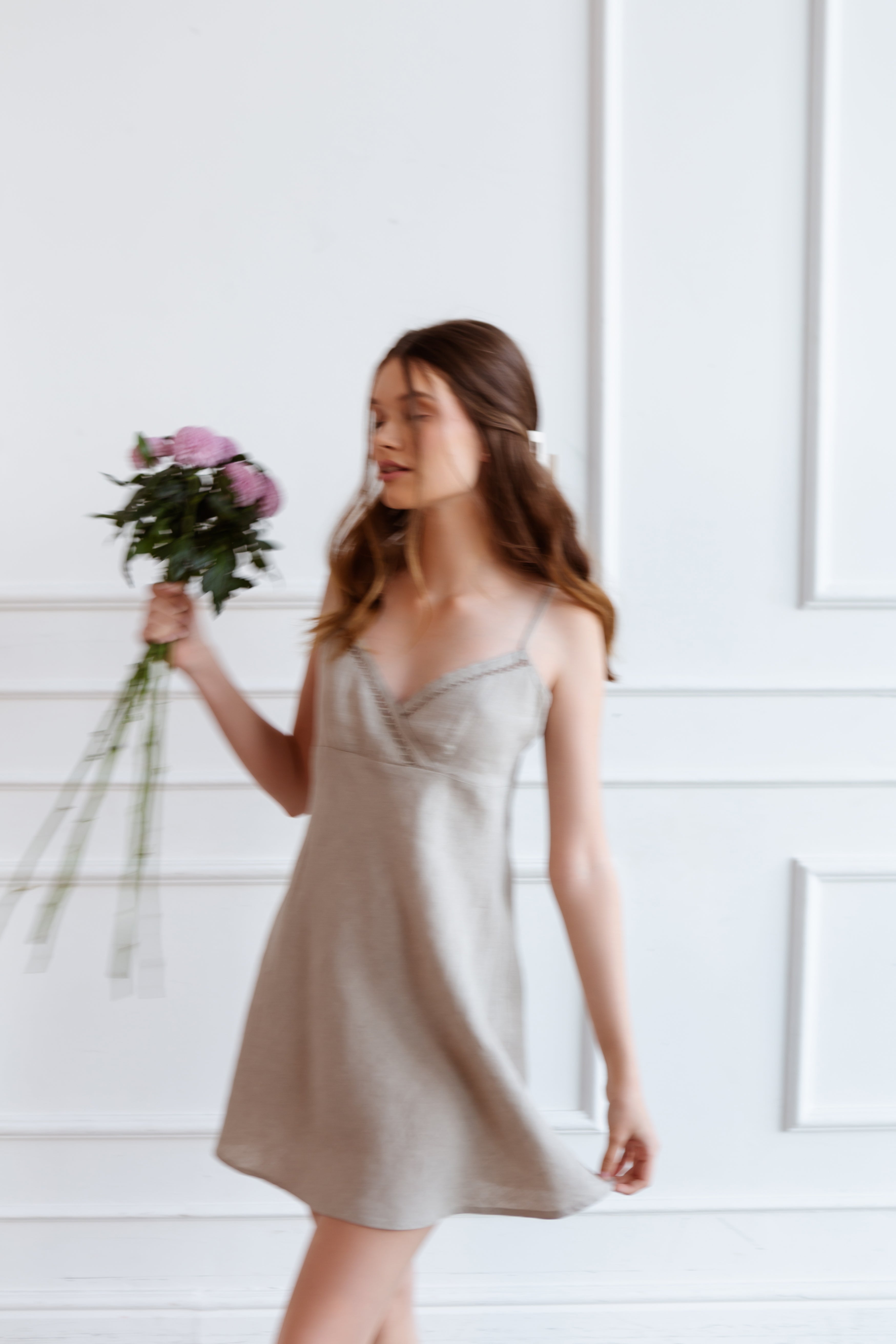 Linen Short Night Gown Anele - gallery