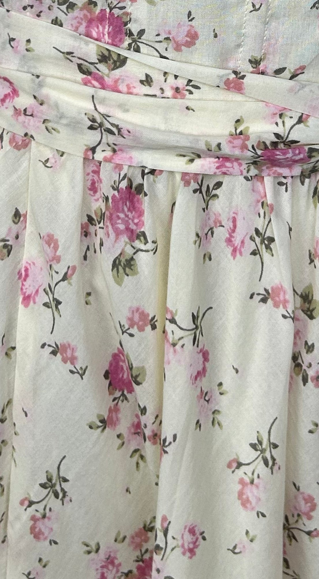 Florienne Floral Corset Flutter Midi Dress - Ivory — gallery