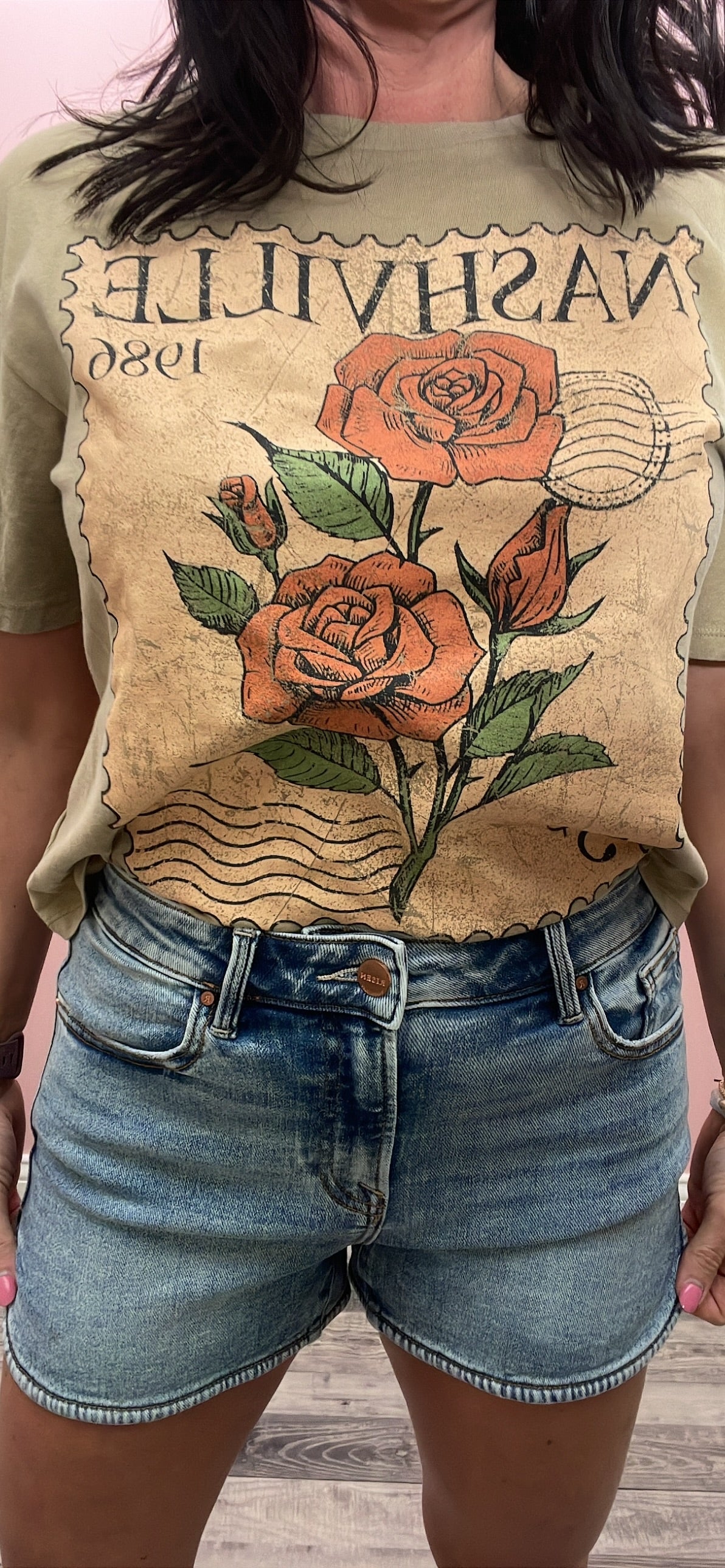 Postage Stamp T-Shirt /Taupe for Women - gallery