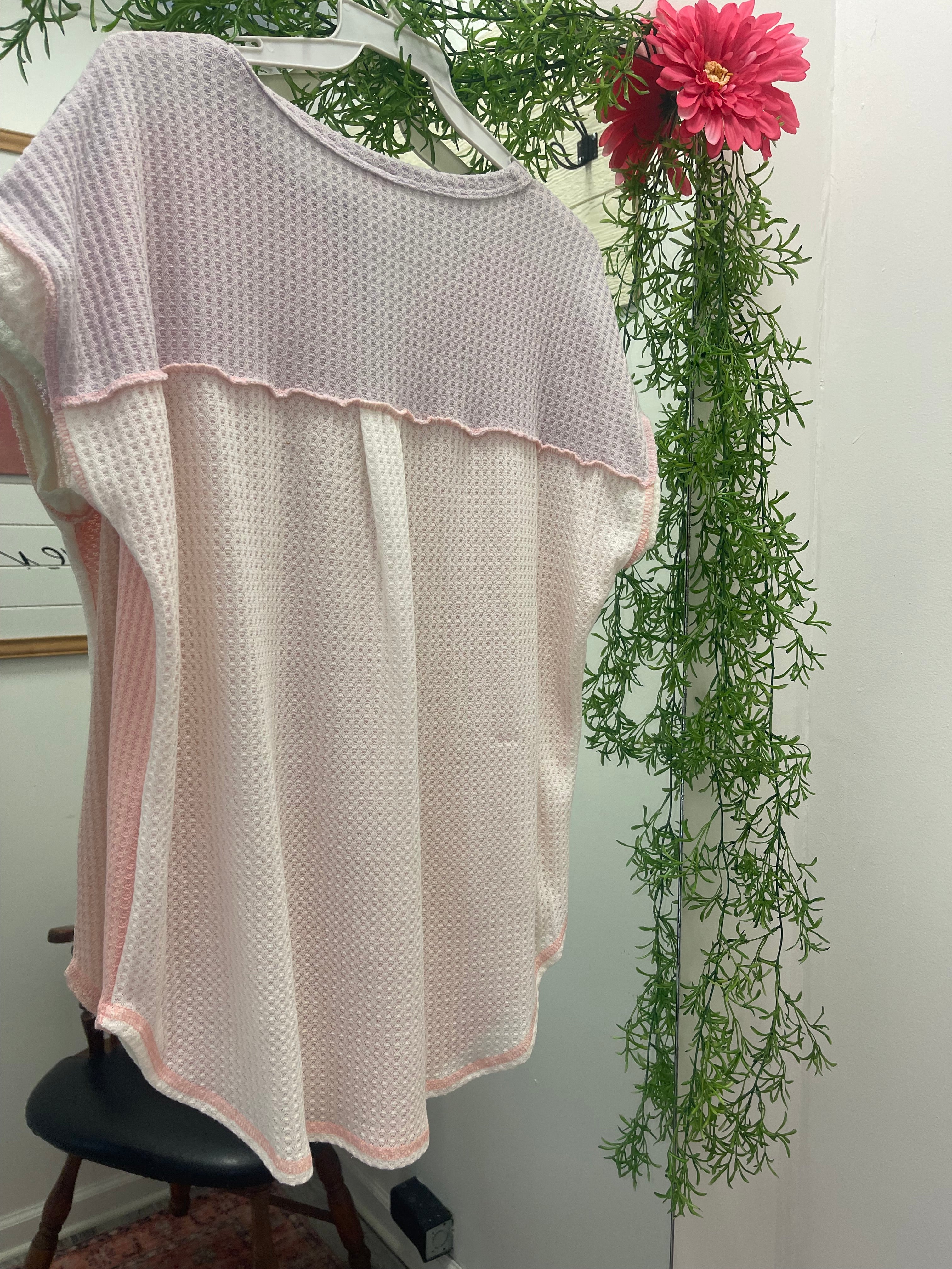 Multi Colour Waffel Kniet Top for Women - gallery