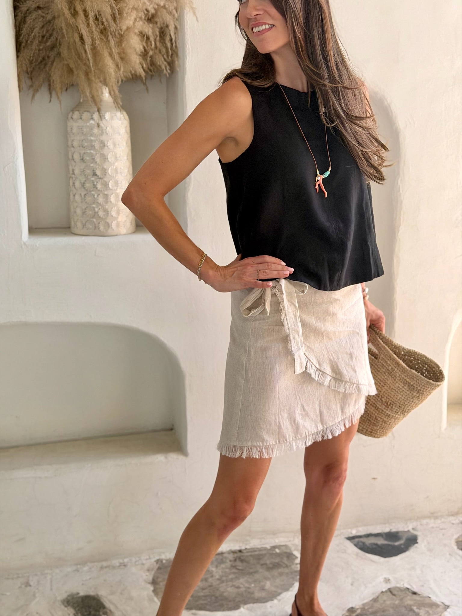 Black Linen Shell Top for Women — Wardrobe Essential - gallery