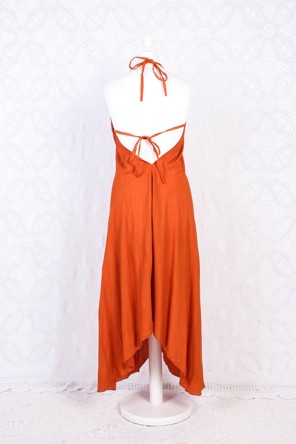 Medusa Midi Halter Dress in Fiery Orange for Women - gallery
