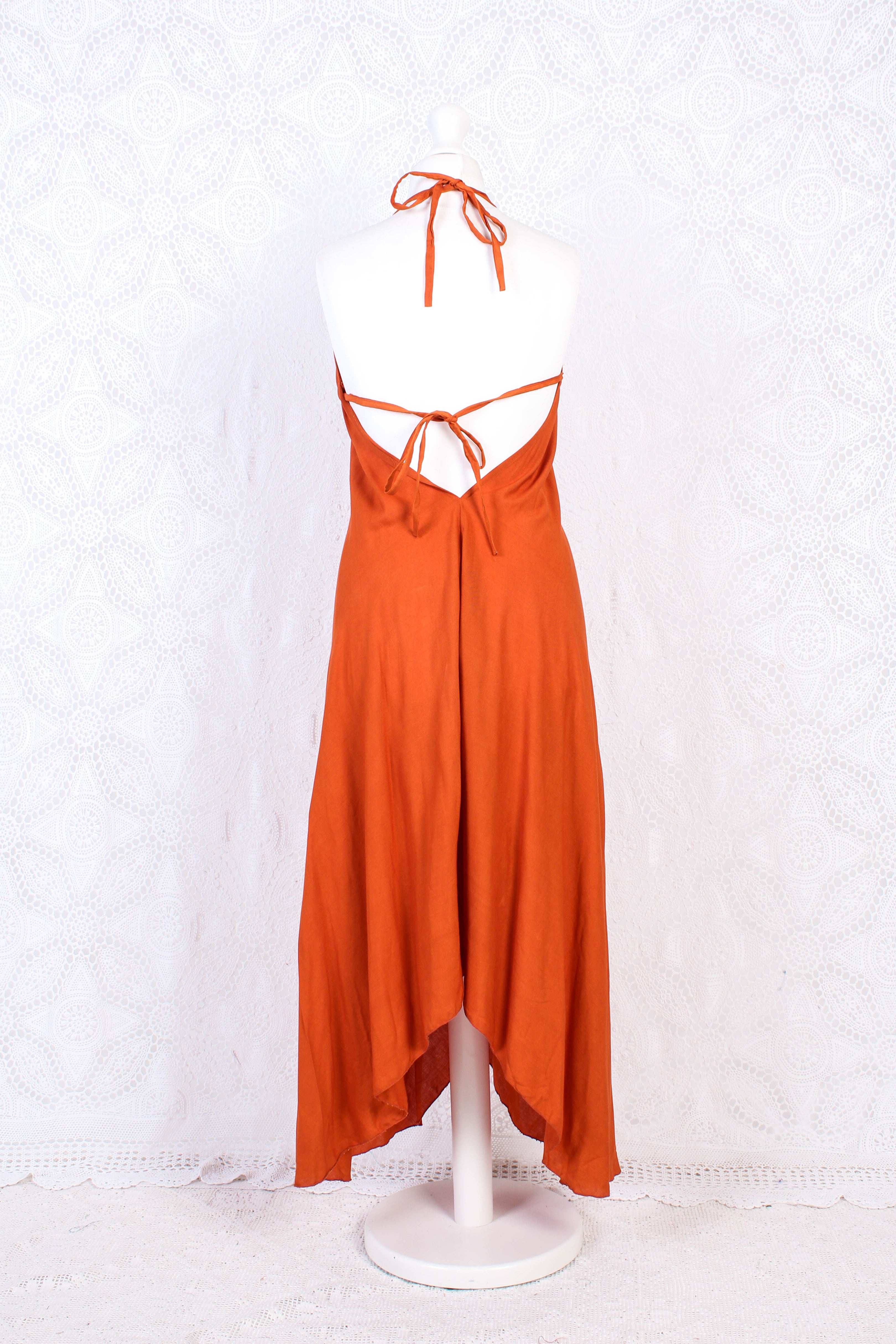 Medusa Midi Halter Dress in Fiery Orange for Women - gallery