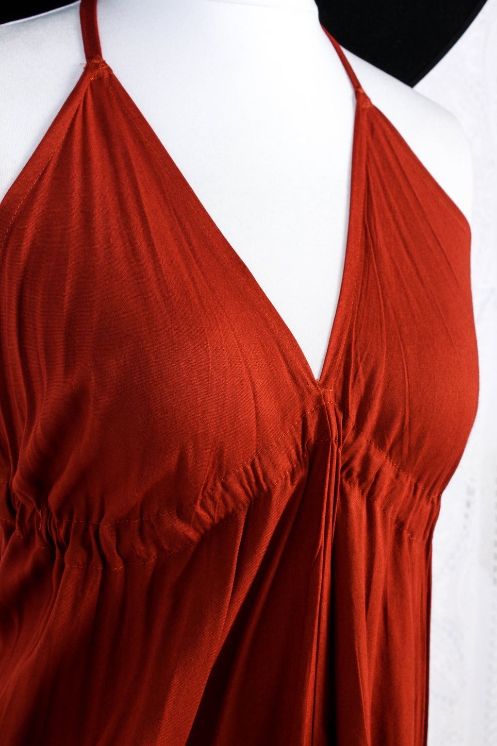 Medusa Mini Halter Dress in Rust Red for Women - gallery