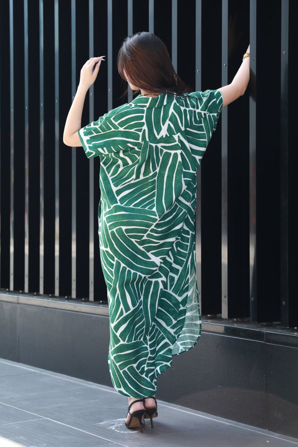 Jungle Rhythm Linen Maxi Shirt Dress for Women - gallery