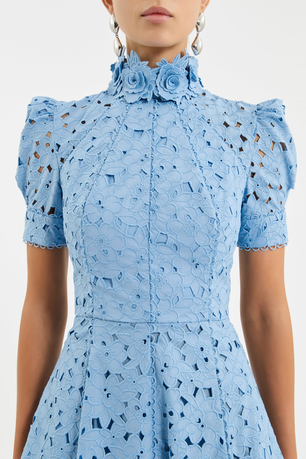 Kitsu Broderie Anglaise Short Sleeve Midi Dress for Women - gallery