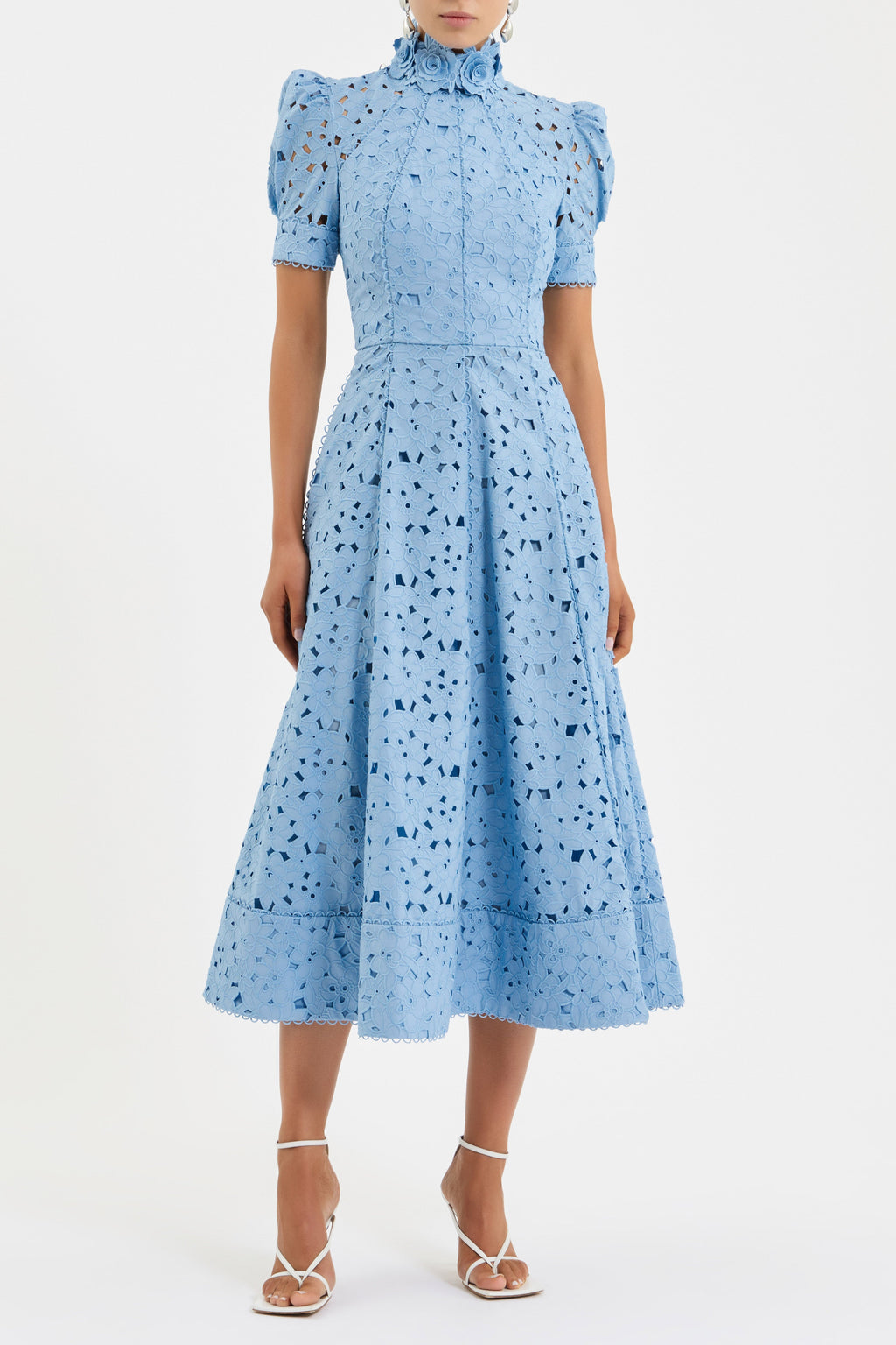 Kitsu Broderie Anglaise Short Sleeve Midi Dress for Women