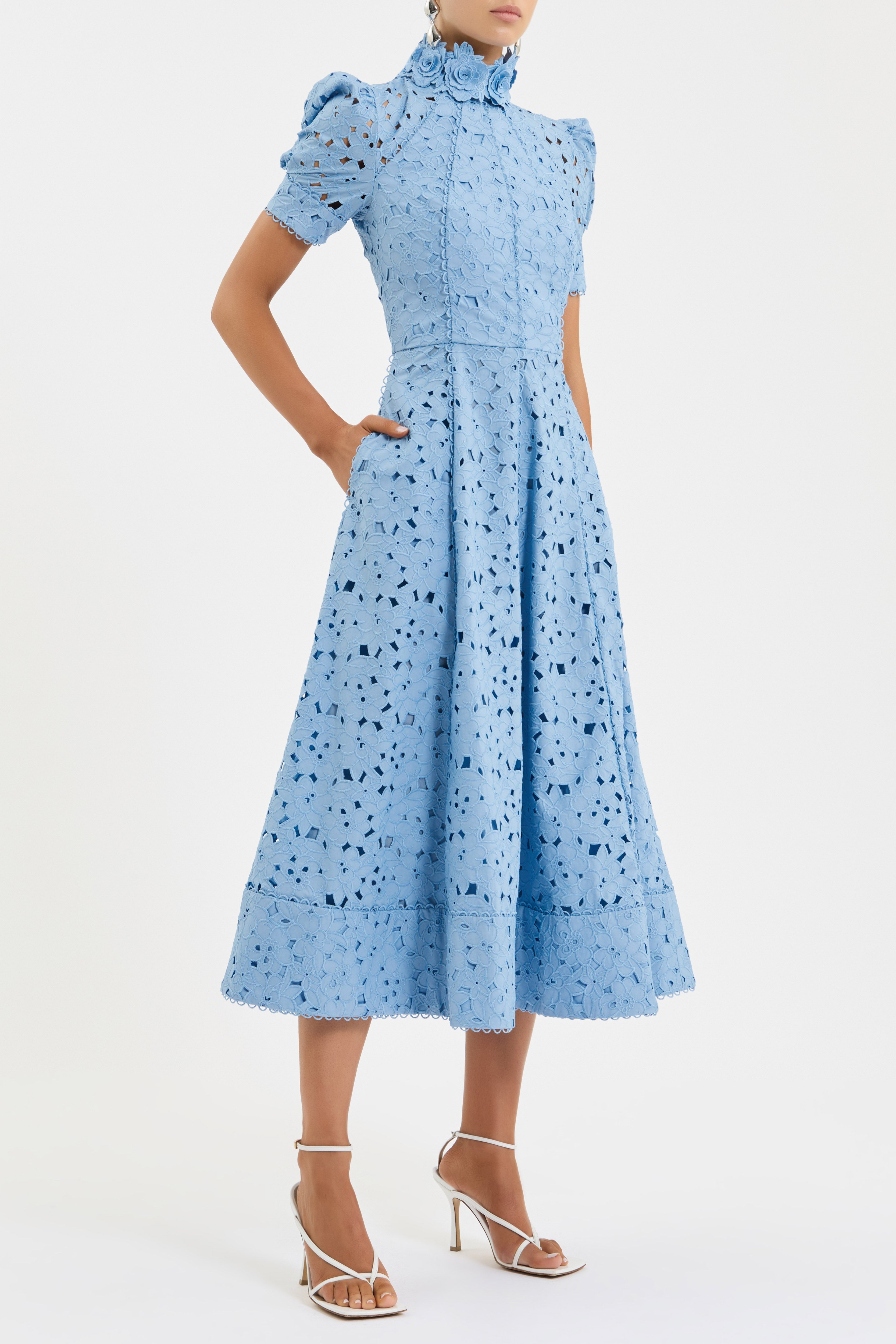 Kitsu Broderie Anglaise Short Sleeve Midi Dress for Women - gallery