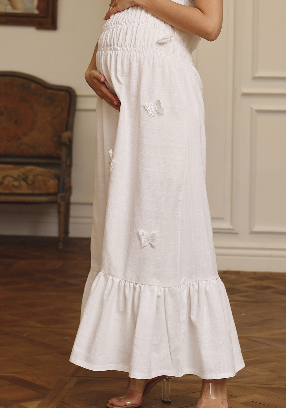 Linen Dress With Butterfly Applique - gallery