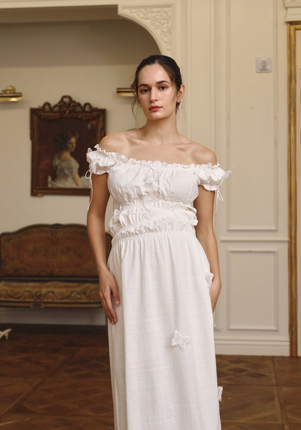 Linen Dress With Butterfly Applique - gallery