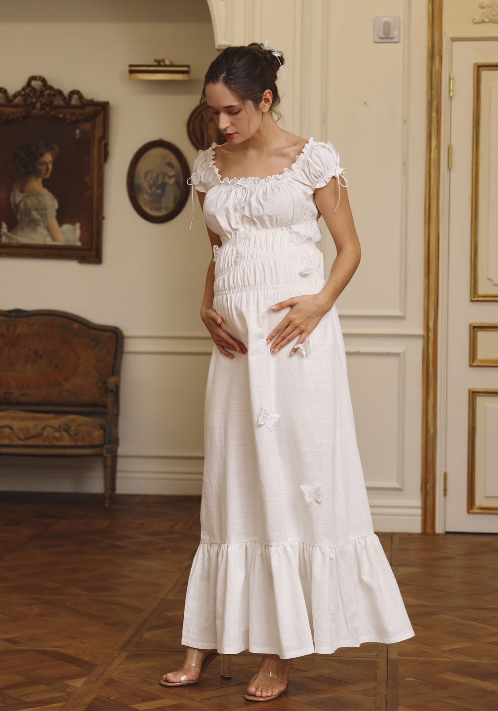 Linen Dress With Butterfly Applique - gallery
