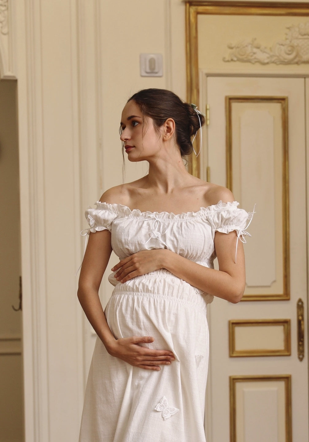 Linen Dress With Butterfly Applique - gallery