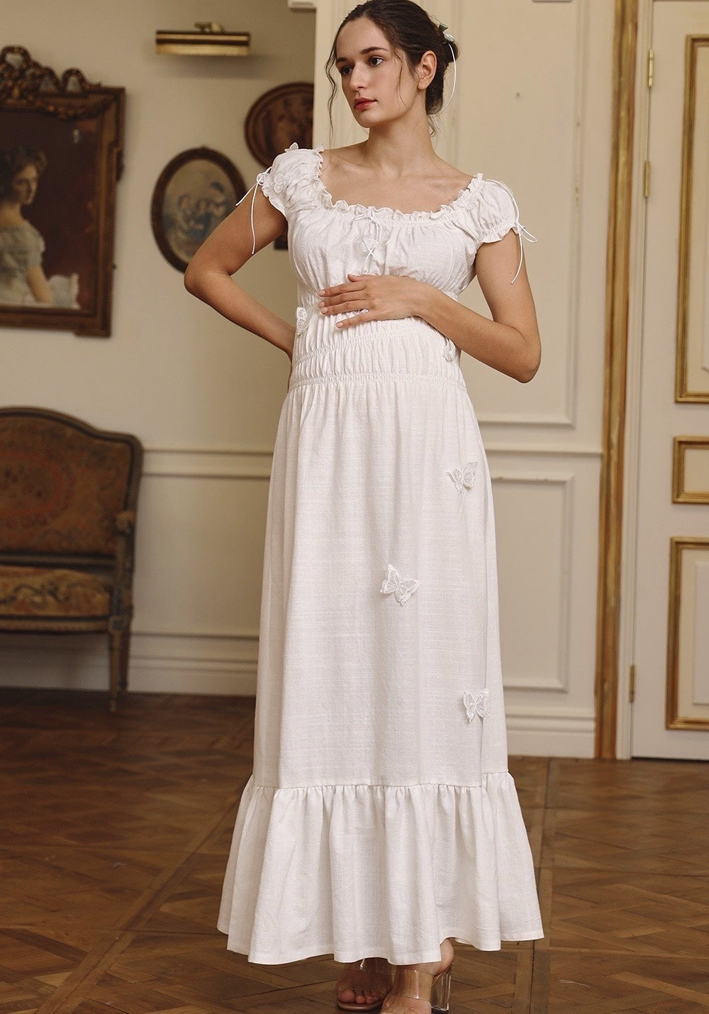 Linen Dress With Butterfly Applique - gallery
