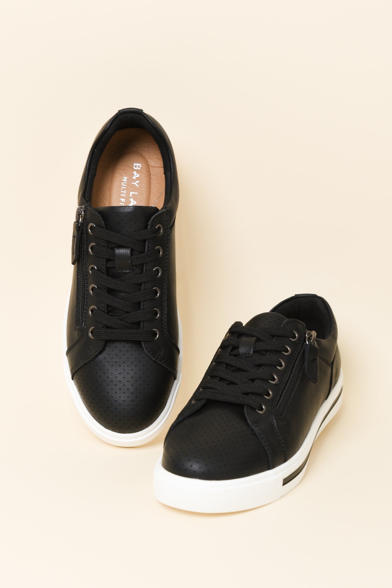 Koko Black Leather Zip Sneaker for Women - gallery