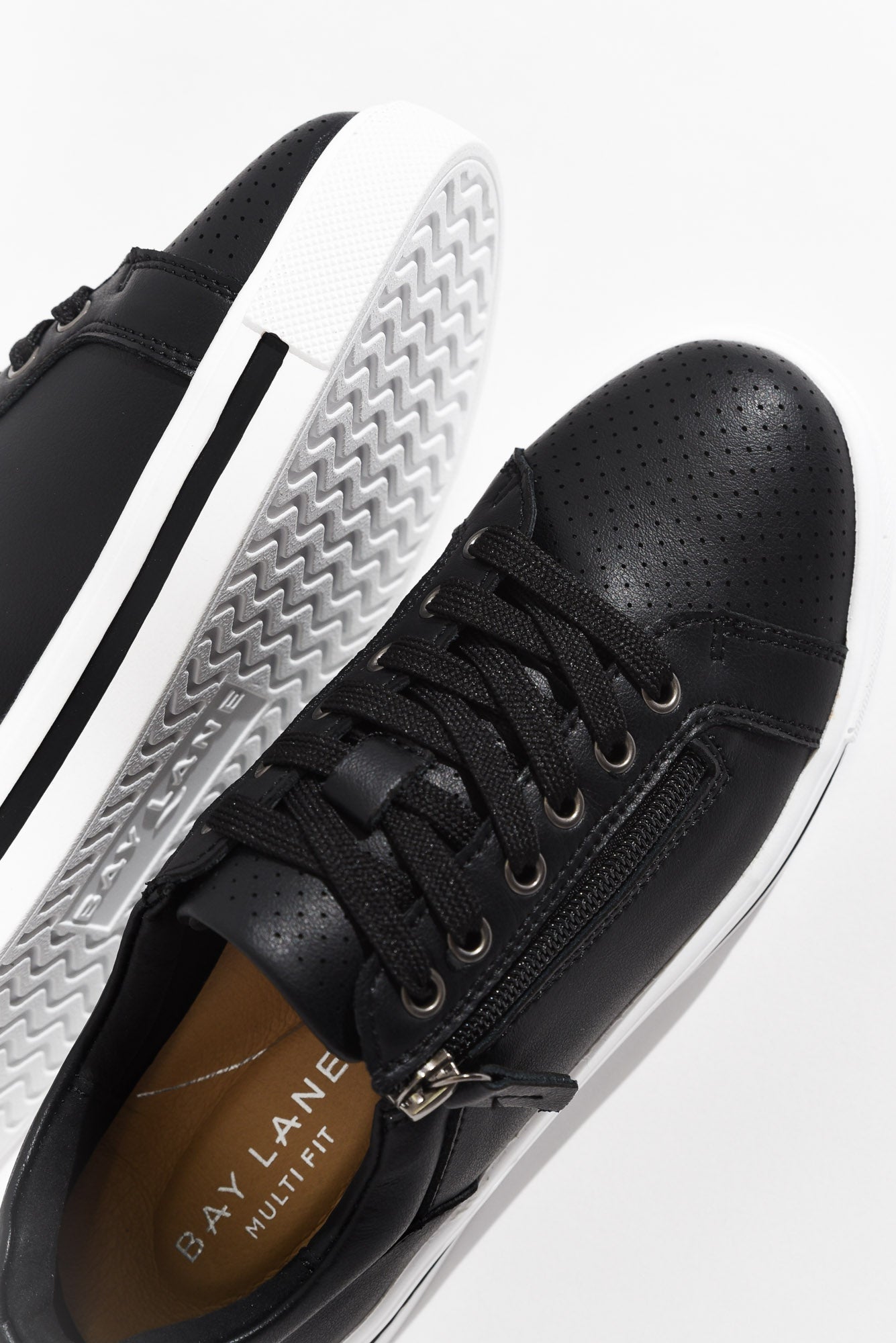 Koko Black Leather Zip Sneaker for Women - gallery