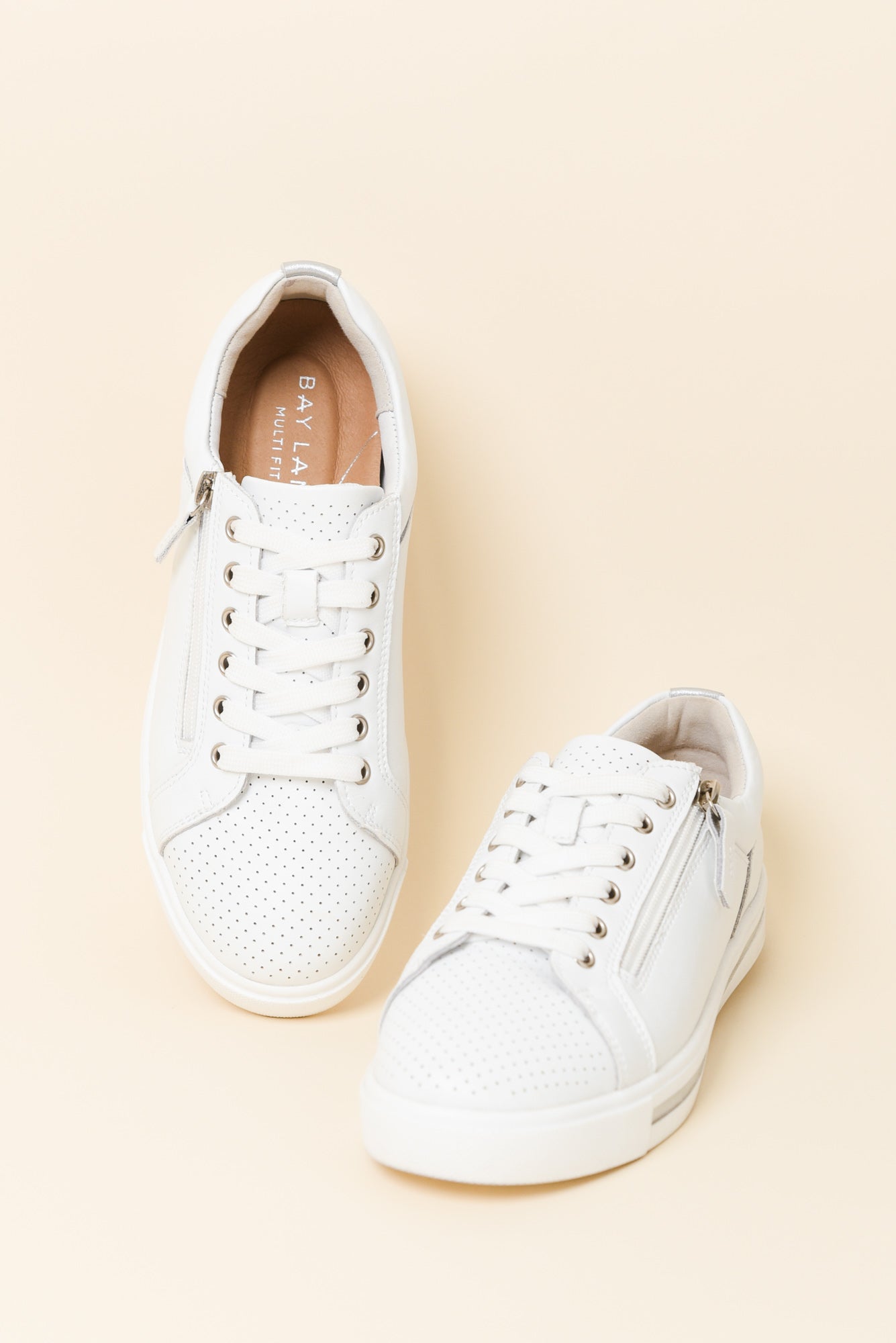 Koko White Leather Zip Sneaker for Women - gallery