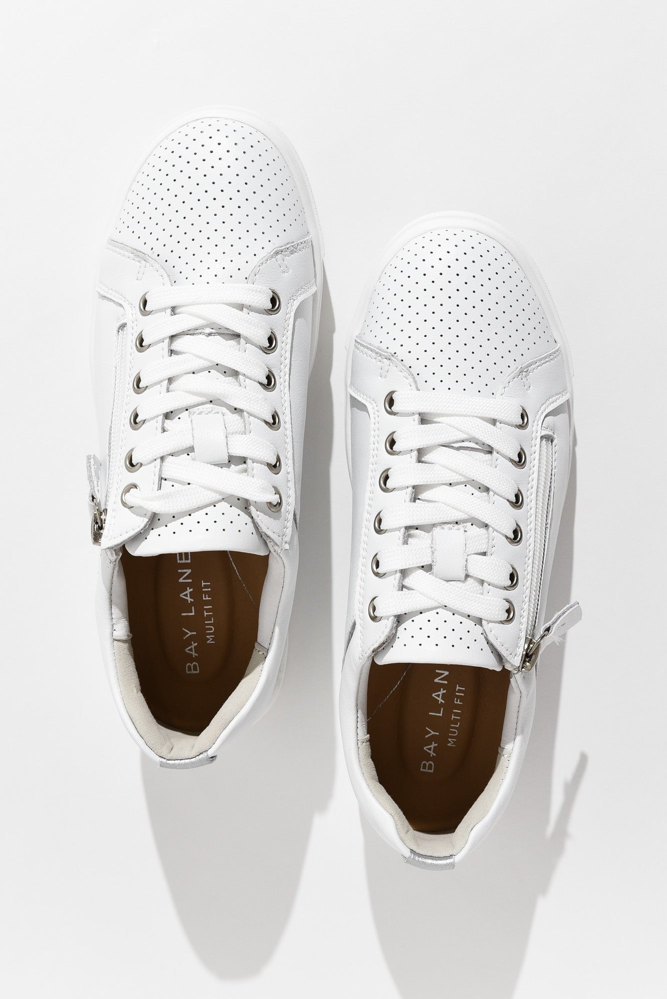 Koko White Leather Zip Sneaker for Women - gallery