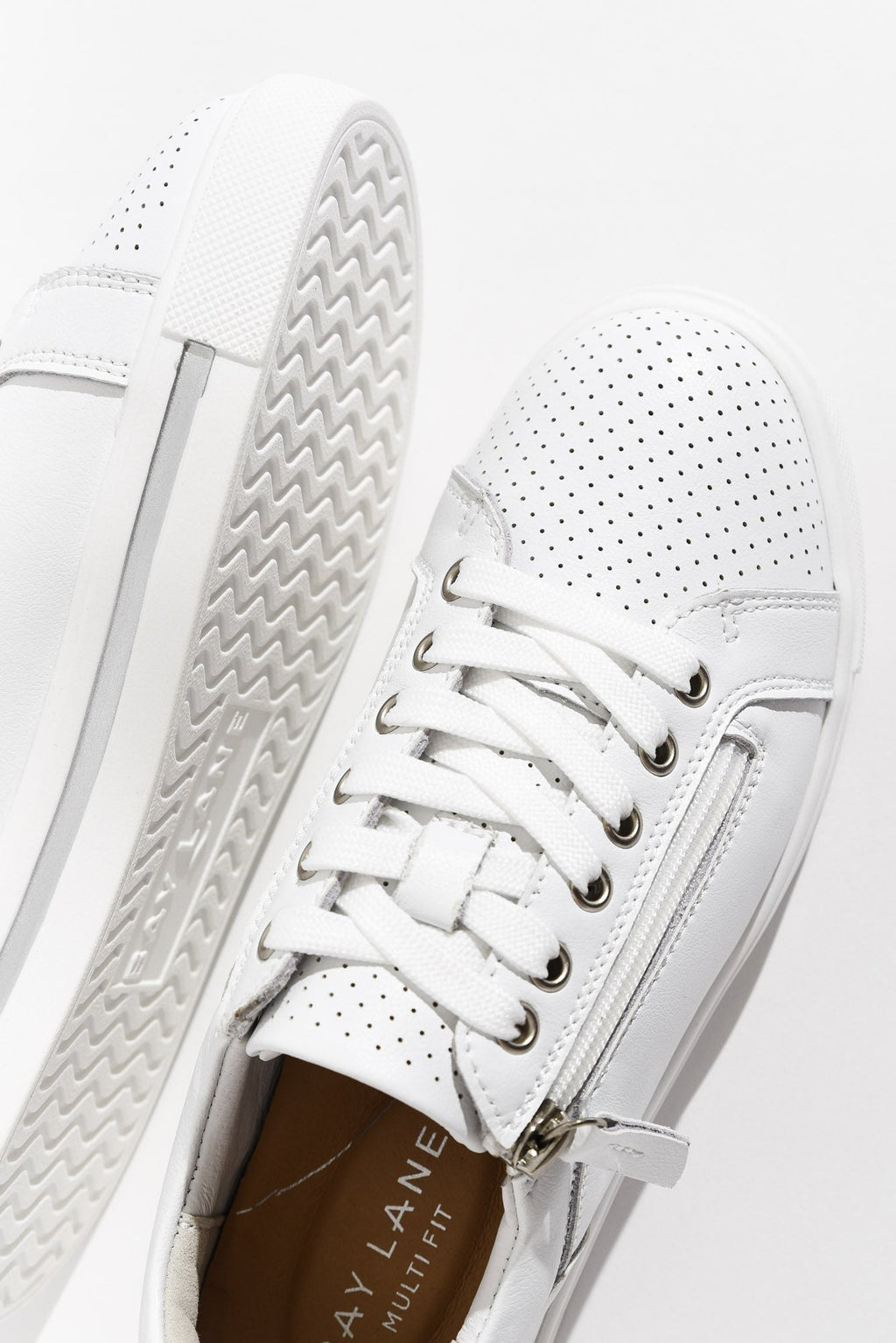Koko White Leather Zip Sneaker for Women - gallery