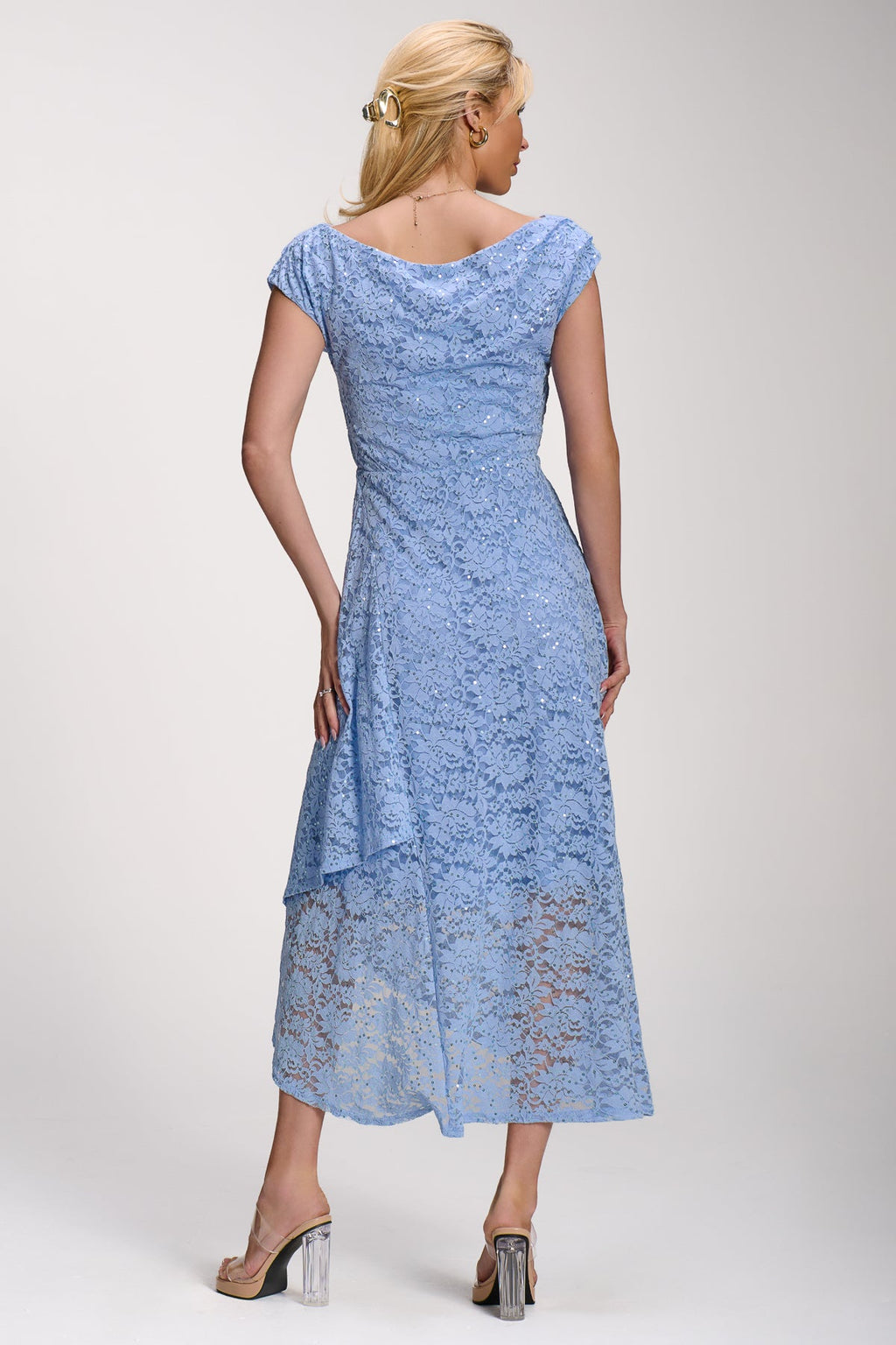 Lace Sequin Embellished Midi Dress, Blue for Women - gallery