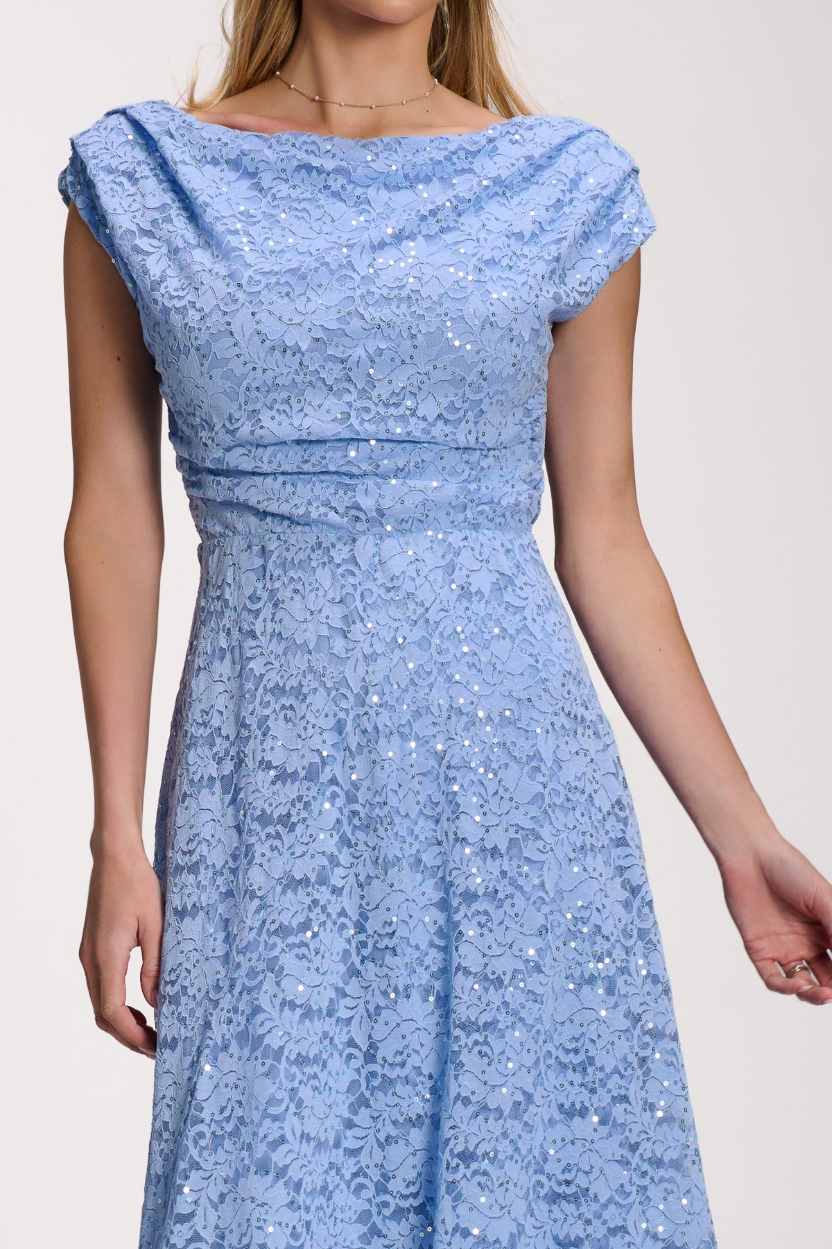 Lace Sequin Embellished Midi Dress, Blue for Women - gallery