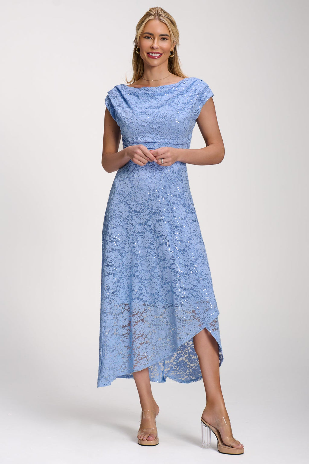 Lace Sequin Embellished Midi Dress, Blue for Women - gallery