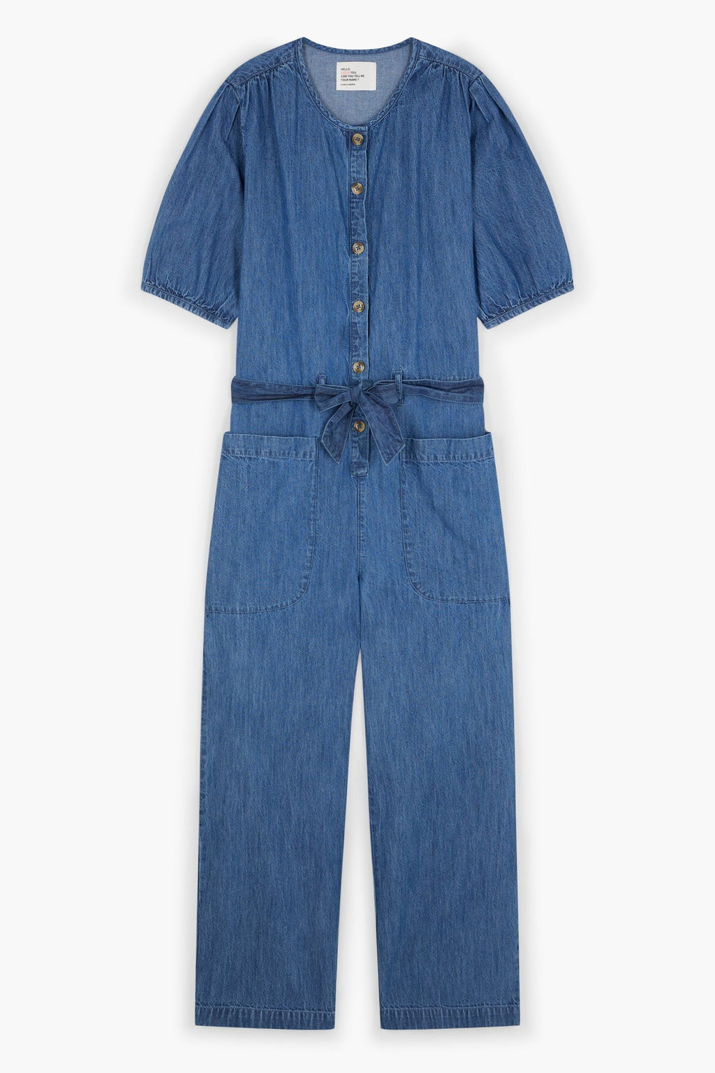 Seventies-Inspired Denim Jumpsuit for Women — Three-Quarter Sleeve