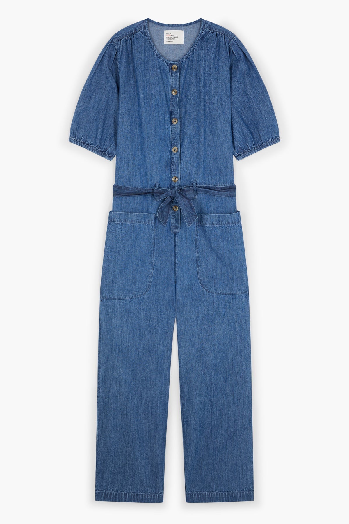 Seventies-Inspired Denim Jumpsuit for Women — Three-Quarter Sleeve