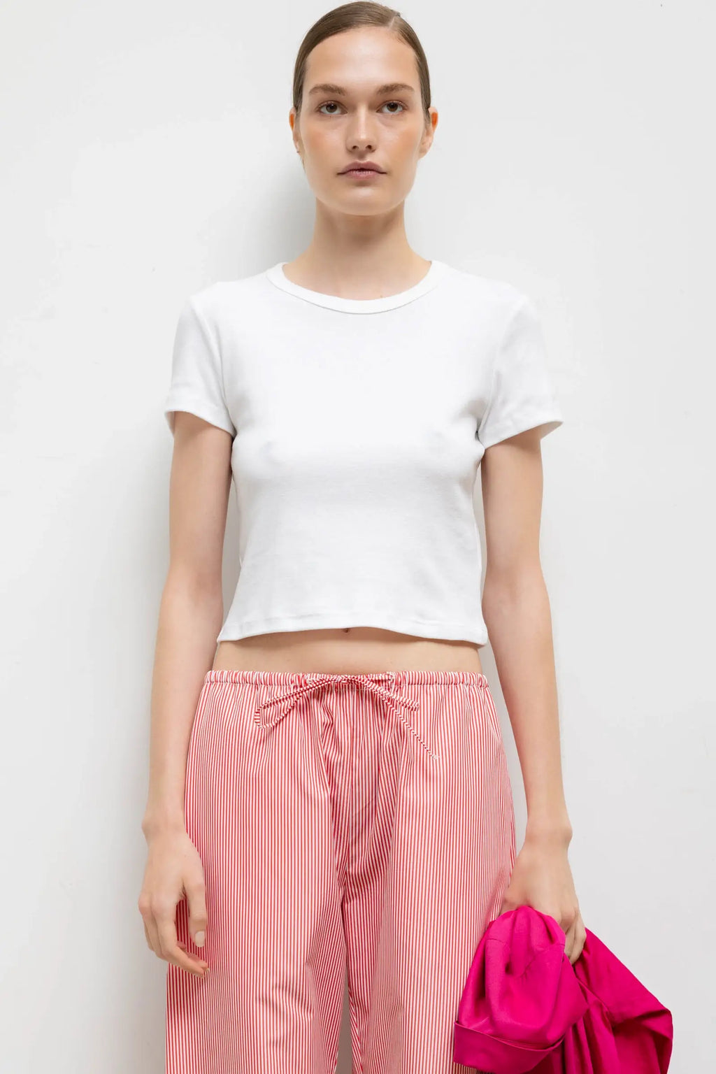 Nando Baby Rib Crewneck Crop T-Shirt for Women